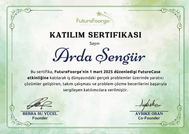 Futurecase 1. sertifikası